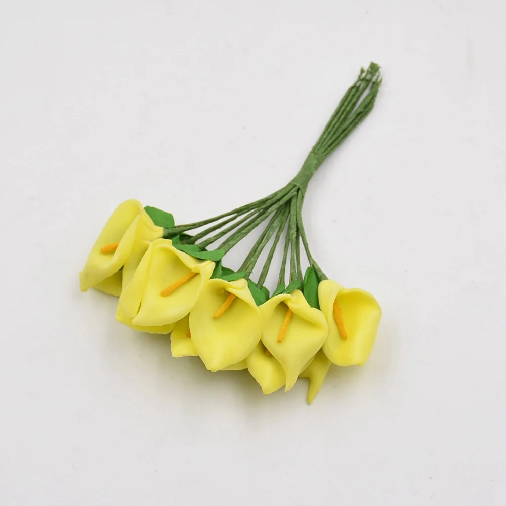 Yellow 12 шт./лот искусственный цветок пена Калла для свадьбы домой вечерние украшения DIY Скрапбукинг Декор Ремесло венок Поддельные букет - Цвет: Yellow