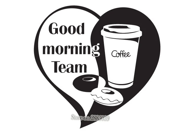 Настенная виниловая наклейка с надписью Good Morning Coffee Team Водонепроницаемая