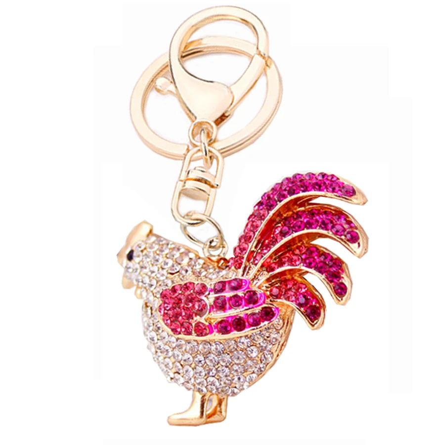 

High quality Charm Colorful Hen Keyring Creative Crystal Keychain Purse Bag Buckle For Car Party Gift Keyfobs Jewelry R052