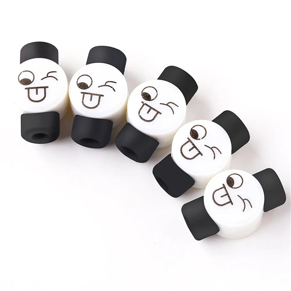 10 шт. мультяшный кабель протектор милые наушники USB кабель намотки провода Держатель обёрточная Бумага шнур офисный письменный набор совместимый для IPhone поставка - Цвет: black