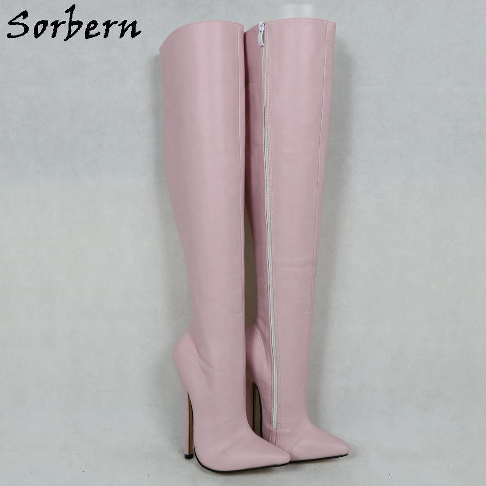 

Sorbern Hard Shaft Knee High Boots For Womens Boots 18cm Heels Pointed Toe Boots Botas De Mujer 2019 Stiletto Vegan Boots