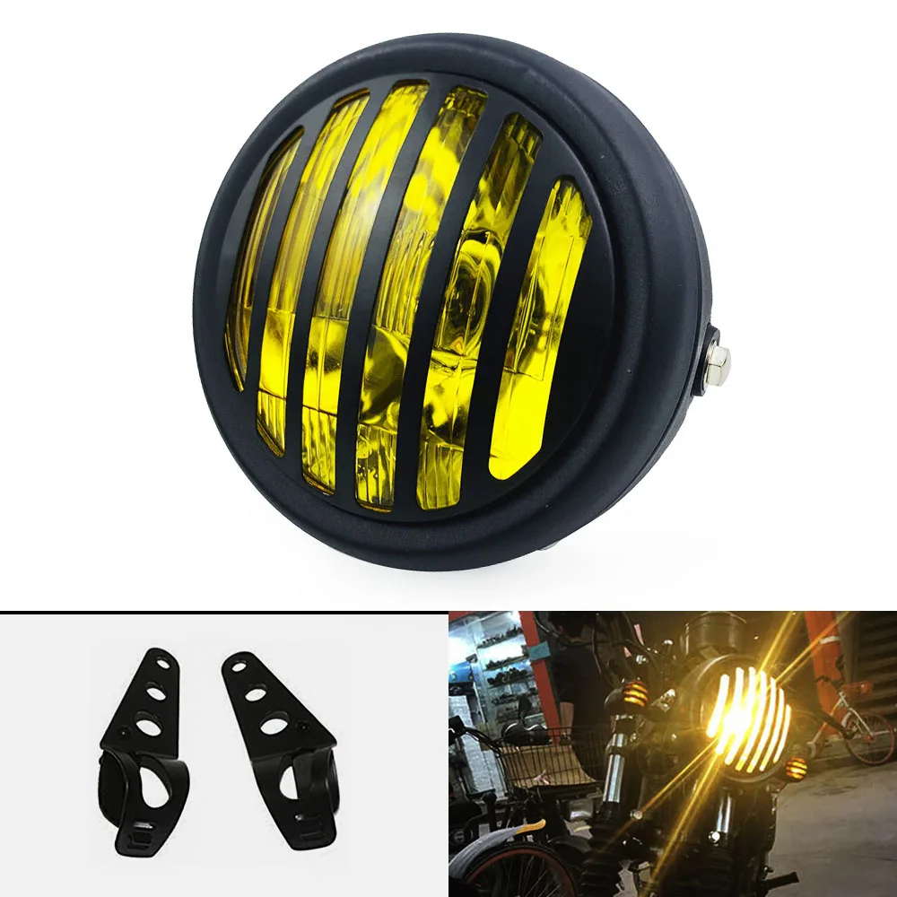 Фара для мотоцикла винтажная круглая фара Hi/Lo Harley YAMAHA Honda Cafe Racer Chopper Bobber| |