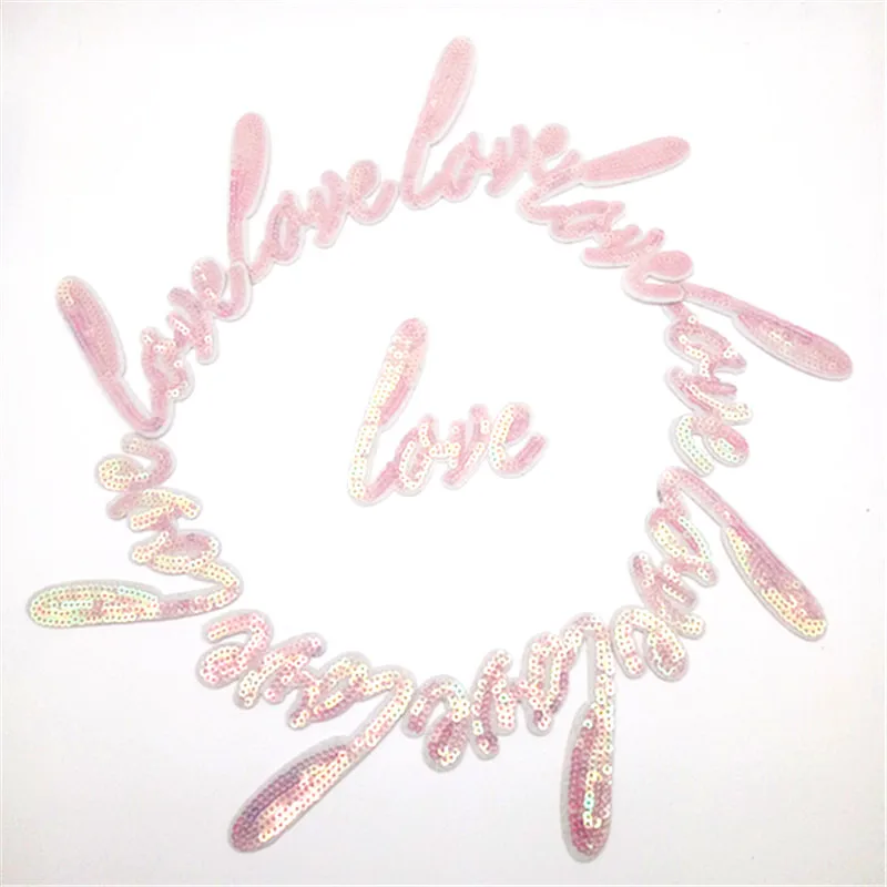Наклейки на одежду "LOVE" из бисера с буквами английского алфавита, 10 штук.