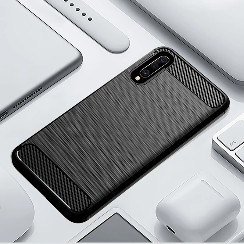 For Samsung Galaxy A50 A10 A20 A30 A40 A70 A90 Case Silicone Rugged Armor Soft Cover Carbon fiber Phone Fundas Coque |