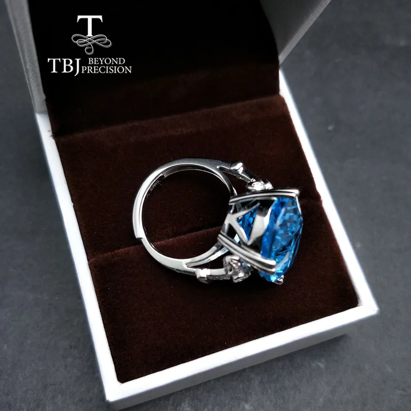 TBJ большой топаз драгоценный камень кольцо 28.5Ct натуральный небесно голубой