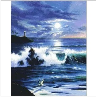 Заводской магазин Набор для вышивки крестиком ужасные волны морское солнце