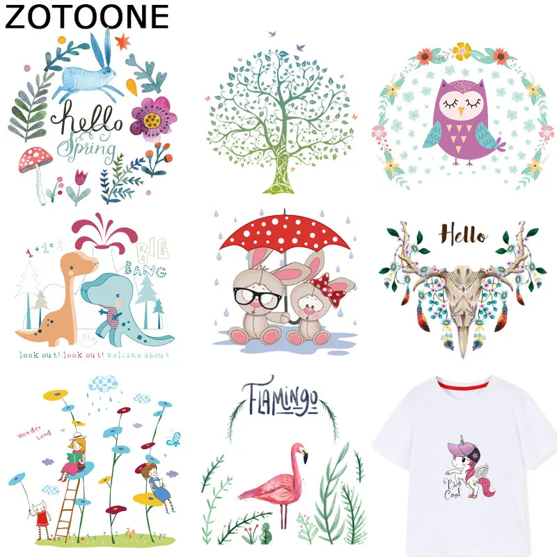 Нашивки ZOTOONE с милыми животными наклейки фламинго Сова термоклейкие для одежды