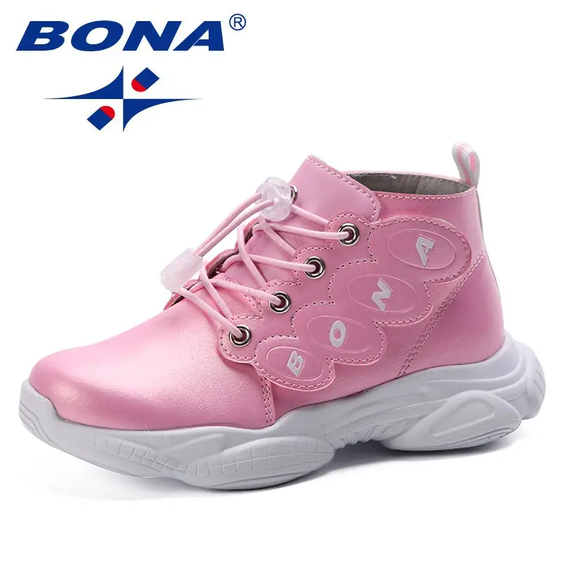 PINK BONA/; сезон весна-осень; детская спортивная обувь; модные детские Нескользящие мягкие кроссовки для девочек и мальчиков; Повседневная обувь; милые кроссовки для бега - Цвет: PINK