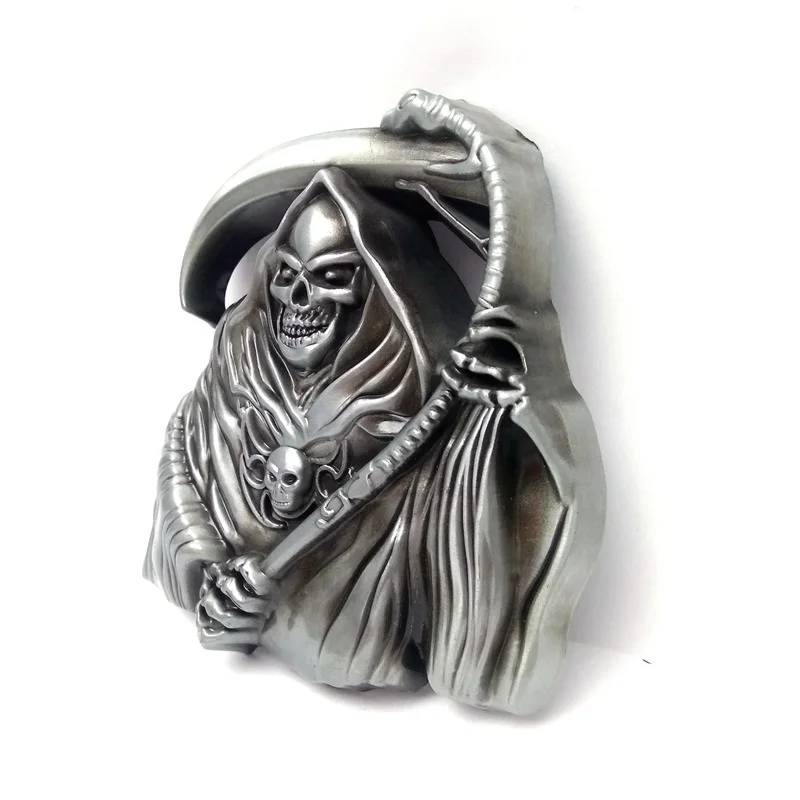 Punk Rock Cowboy Mens Belts with Skull Reaper's Scythe Big Metal Buckle Cinturon Hombre Cinto Masculino Riem Kemer Cintura Uomo |