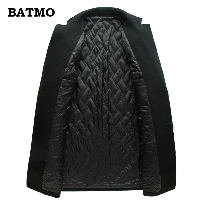 BATMO Новое поступление Зима Высокое качество шерсть повседневные длинные толстые тренчи мужские, мужские длинные черные куртки, длинное пальто мужские, AL28