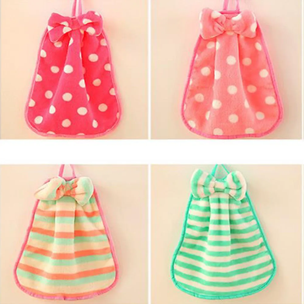 Детское полотенце для рук детской комнаты мягкое плюшевое с бантом купания