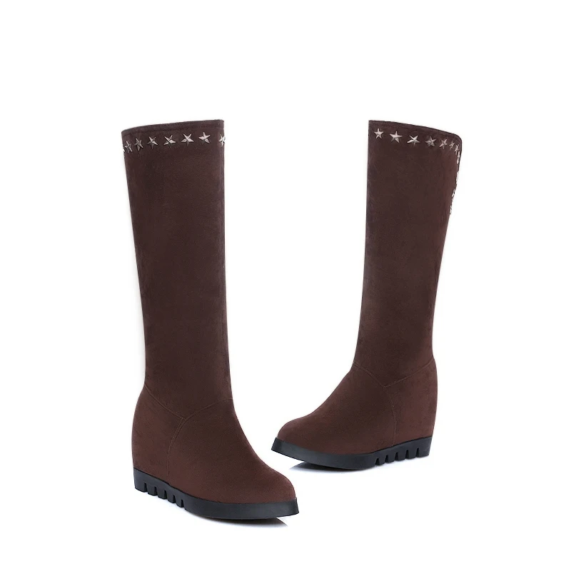 Зимние ботинки 2016 г. Теплые повседневные женские высокие сапоги до колена модная