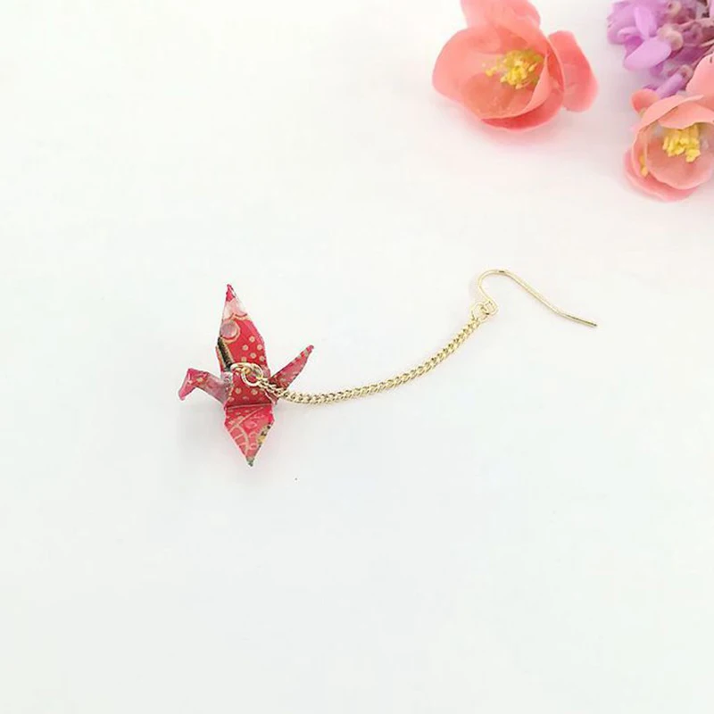 1 шт. модные серьги женские букле D'oreille Femme оригами для ручной работы тысячи бумажный журавль популярные серьги для женщин