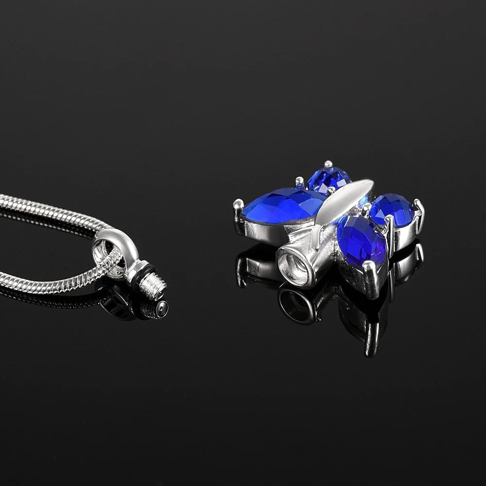 XWJ8497-1 Ocean Blue CZ камни инкрустация Бабочка Форма нержавеющая сталь Кремация Урны