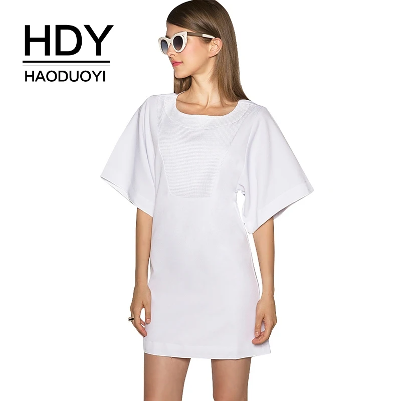 HDY Haoduoyi Bran 2020 белое элегантное мини платье женское повседневное Сетчатое
