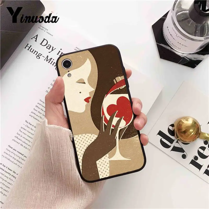 Yinuoda на бокале для вина в Париже красная бутылка бокал чехол телефона iPhone 8 7 6 6S 6Plus