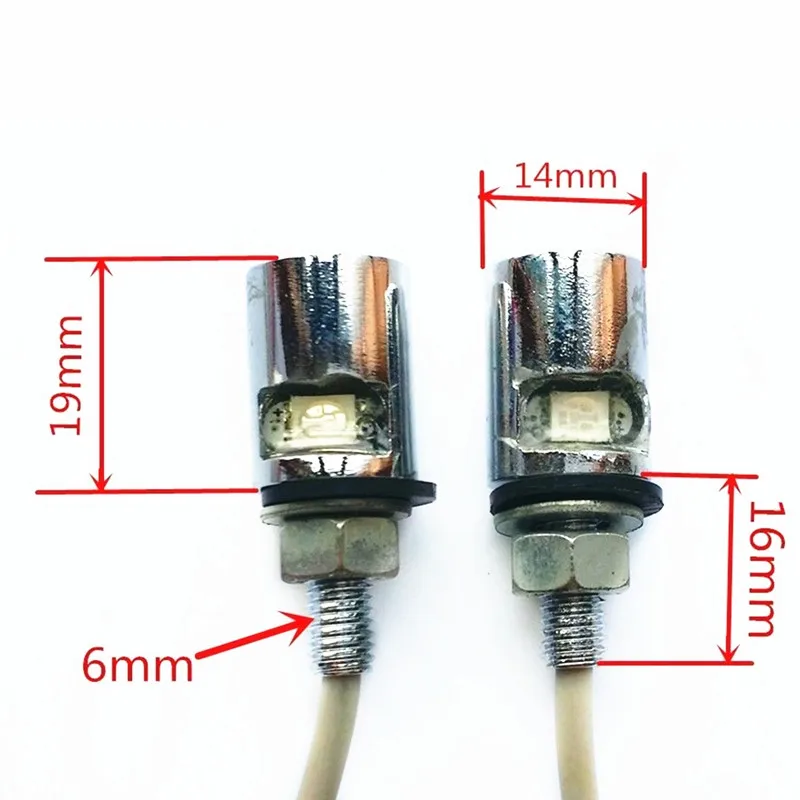 2 x White LED Universal Motorcycle Car License Plate Screw Bolt Light Lamp Bulb ATV Cafe Racer Old School|Накладки и