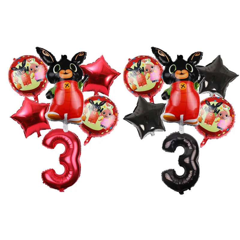 6 шт./лот 86*60 см мультфильм Bing Bunny 32 дюймов номер фольги воздушный шар кролик шары День рождения украшения Детские шары globos
