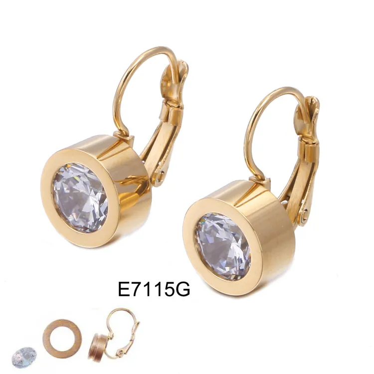 Женские серьги подвески из нержавеющей стали 316L с фианитом|cubic zirconia drop earrings|cubic