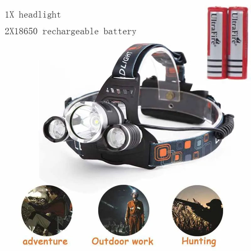 changeable RJ3000 3LED фара из алюминиевого сплава с бликами зарядная фара T6 три фары авиационные светильники охотничий велосипед Кемпинг Фонарь luz - Испускаемый цвет: changeable