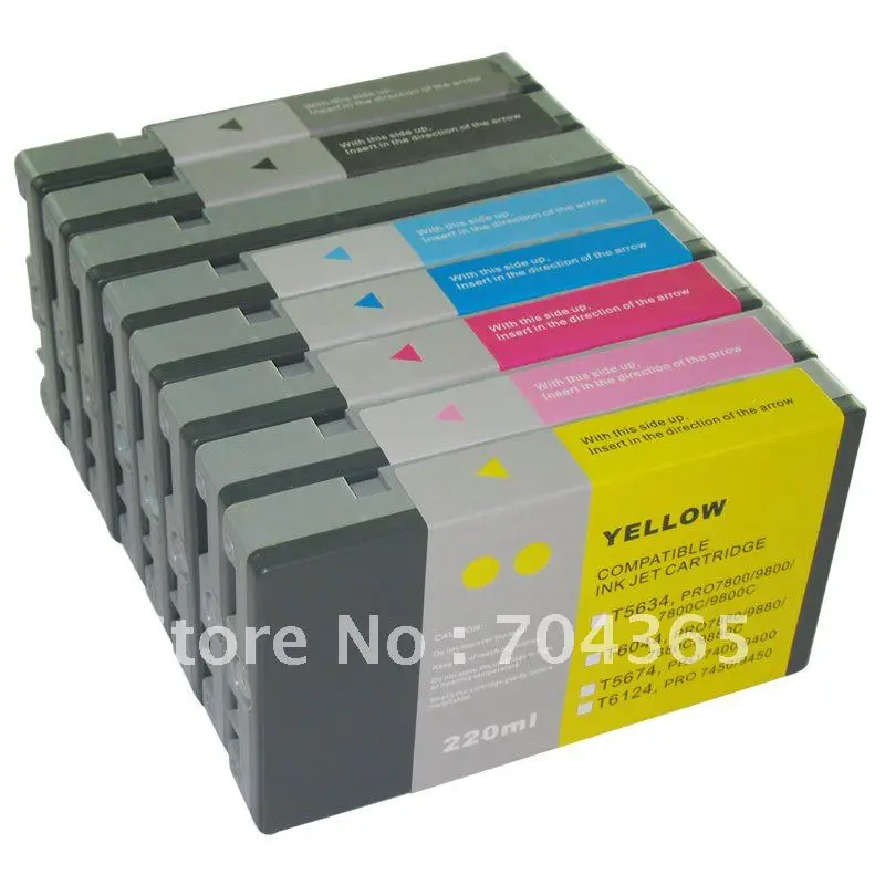 Free shipping ! 8 piece a lots Replace Printer Ink Cartridge With ink And Chip for Eps0n  7800 9800 7800C 9800C Printer inks