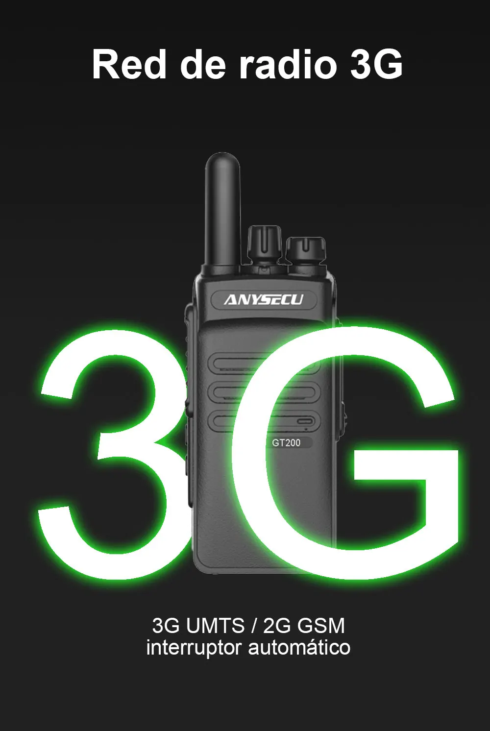 2 шт./лот Anysecu 3g-gt200 unlinited 3g WCDMA GSM портативный POC сети радио работает с реальным PTT
