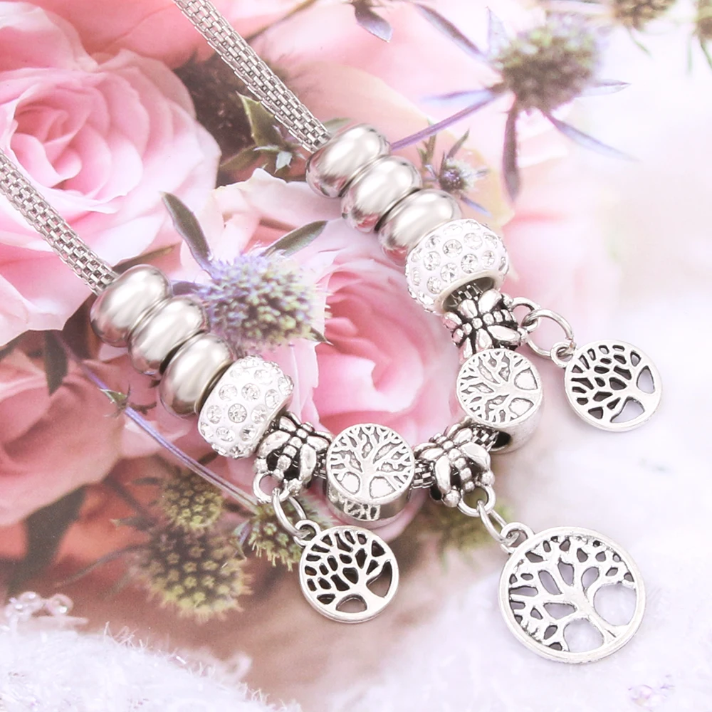 6 colors optional Antique Original Tree Of Life Charm Necklace For Women Glass Beads Brand Sweater chain &amp DIY Jewelry |