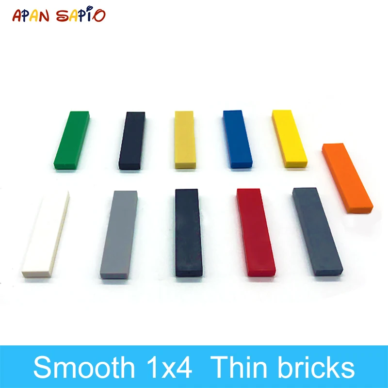 100pcs DIY Building Blocks Thin Figure Bricks Smooth 1x4 Dots Educational Creative Toys for Children Size Compatible With 2431