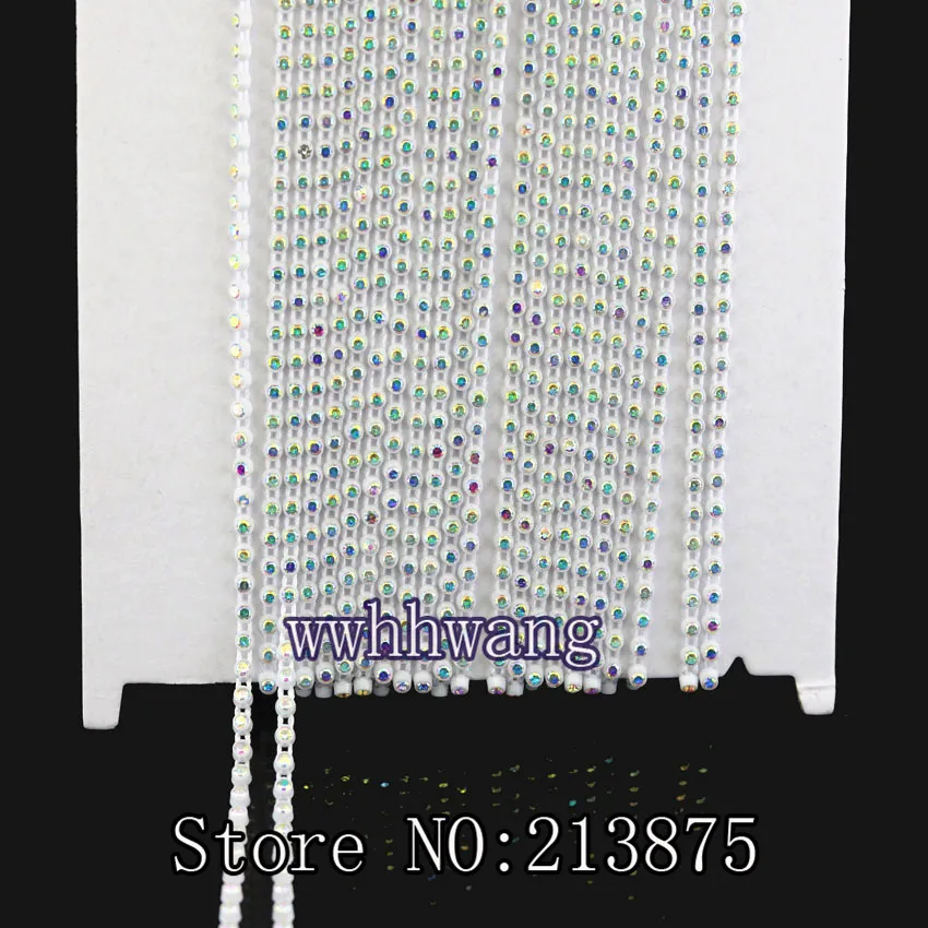 01 white 1 ярд, SS6, 2 мм, класс B, прозрачные AB, стеклянные кристаллы, стразы, окантовка, 15 цветов, отделка пластиковая цепочка, нижняя часть свадебных платьев - Цвет: 01 white