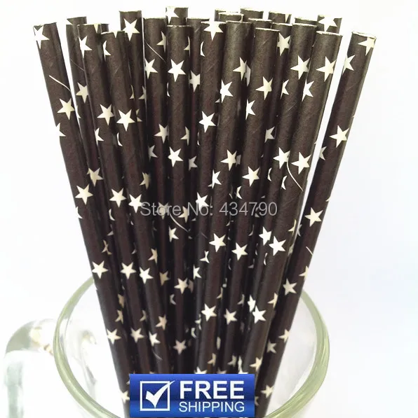 

200pcs Black Star Paper Straws Wholesale,Halloween Black and White Party Cake Pop Sticks,Party Supplies Decorations