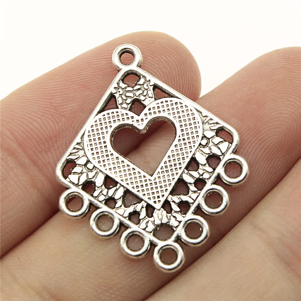 B13628-30x24mm 10 шт./лот, подвески, соединитель для сережек, античный серебряный цвет, соединитель для сережек, Подвески для изготовления ювелирных изделий - Цвет: B13628-30x24mm