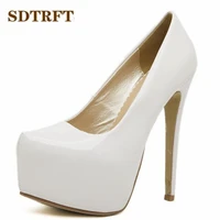 sdtrft plus35 44 zapatos mujer 15cm thin high heels patent leather platform wedding shoes woman sexy crossdresser sm pumps
