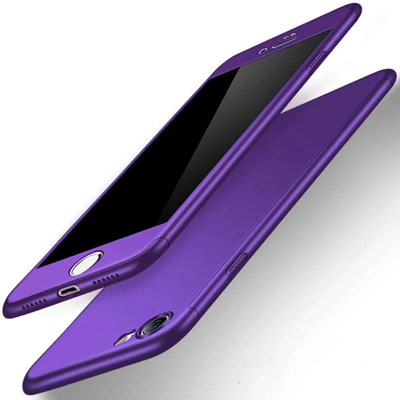 Роскошный 360 Полный Чехол чехол для iPhone 5 5S SE 5SE 6 6S 7 8 Plus защитный противоударный чехол для iPhone XS Max XR X чехол для телефона s - Цвет: Purple