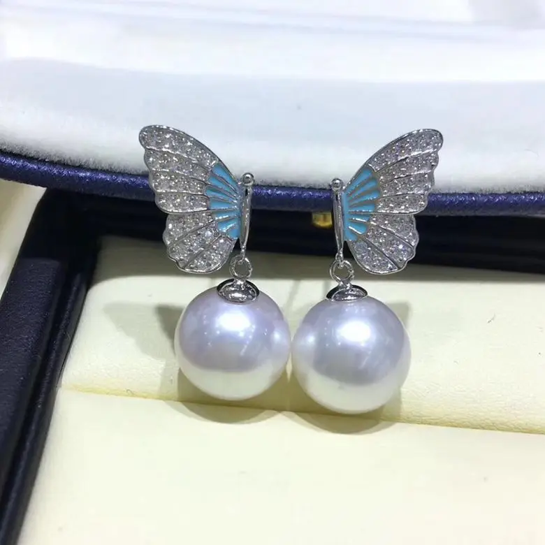 

925 Sterling Silver Pearl Party Earrings Fashion Stud Earrings Beautiful Findings Jewelry Parts Fittings Women's Accessories