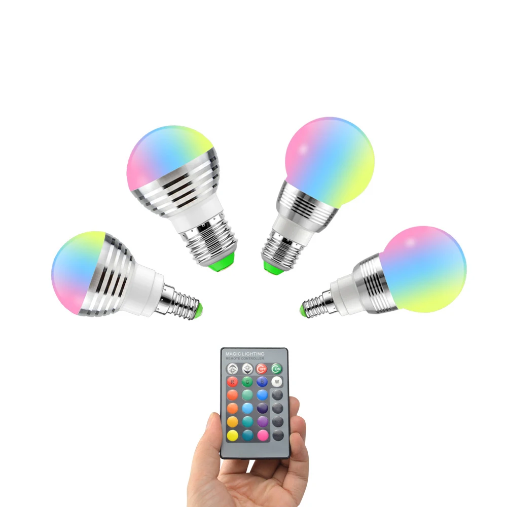 Светодиодная лампа E14 E27 RGB 5 Вт 7 85 265 в 16 цветов с дистанционным управлением для