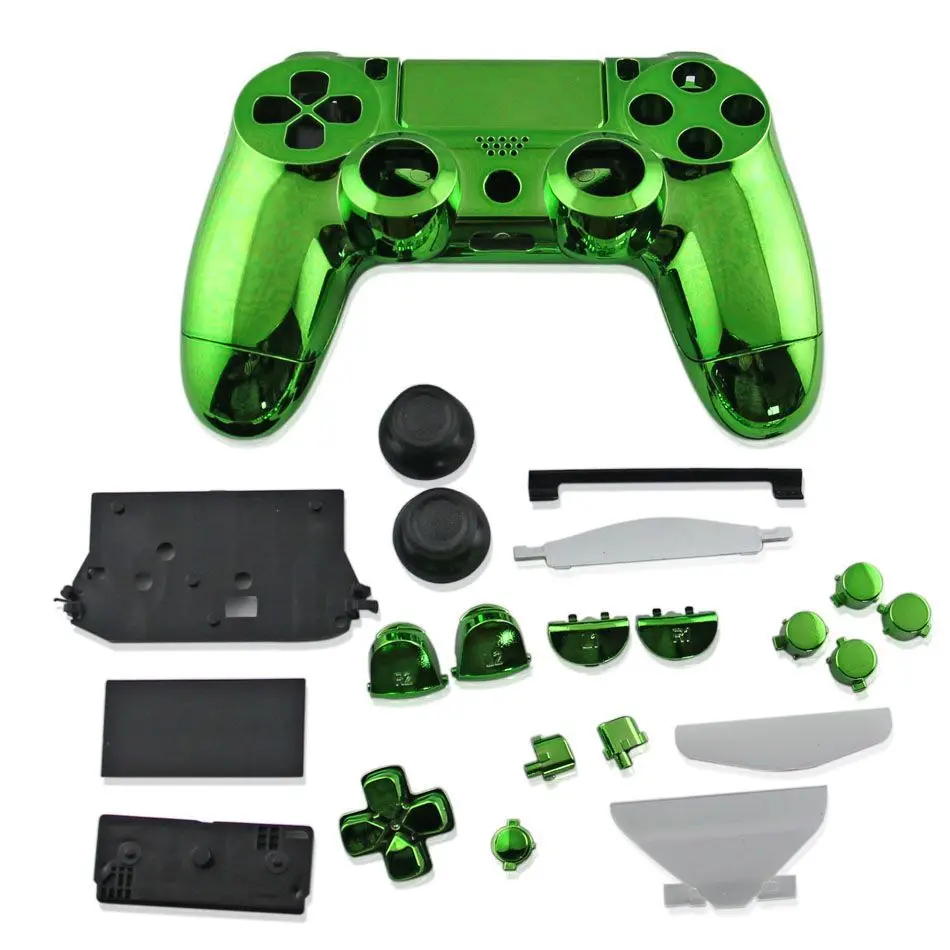 PS4 полный комплект корпус оболочки кнопки для PS4 V1 контроллер чехол playstation 4 DualShock 4 беспроводной геймпад покрытие хром - Цвет: Green
