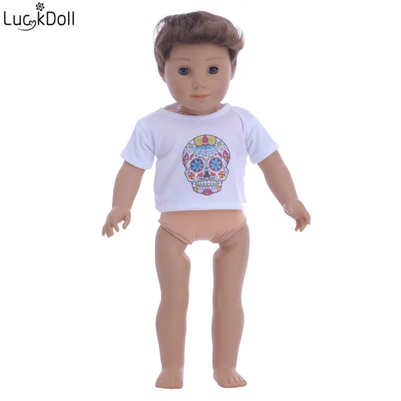 Футболка LUCKDOLL с принтом для куклы 43 см или 18 дюймового американского стандарта