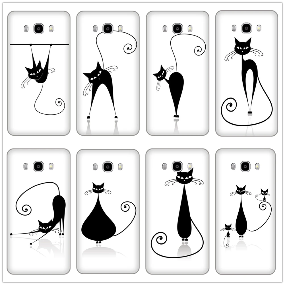 Милый простой рисунок черный кот Мягкий ТПУ чехол для телефона Samsung Galaxy J3 J4 J5 J6 J7 J8
