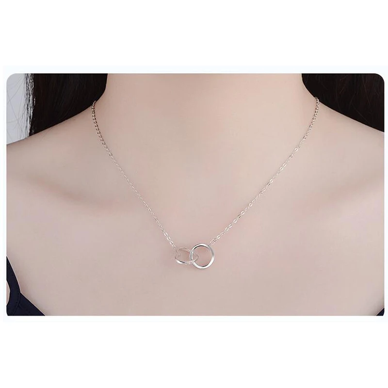 

2019 Heart And Round Shape Pendant Necklaces Love Letter Heart For Women Crystal Zircon Double Round Choker Necklace With