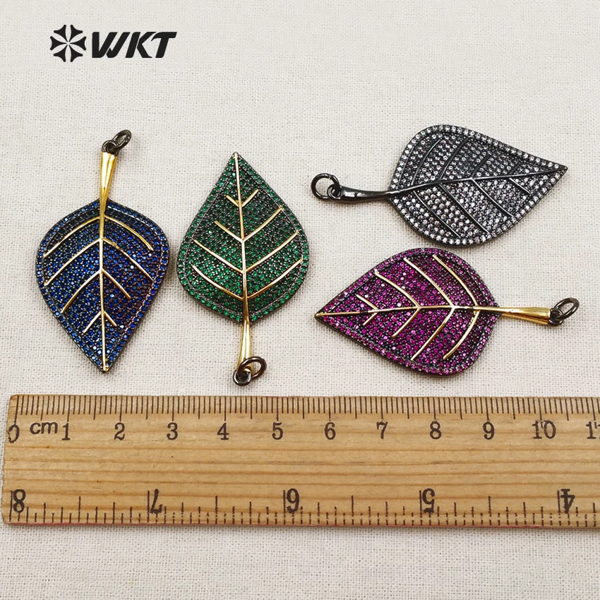 MP080 WKT Wholesale High Quality Cubic Zirconia Pave Necklace Pendant Big or Small Leaf Shape Metal Electroplate | Украшения и