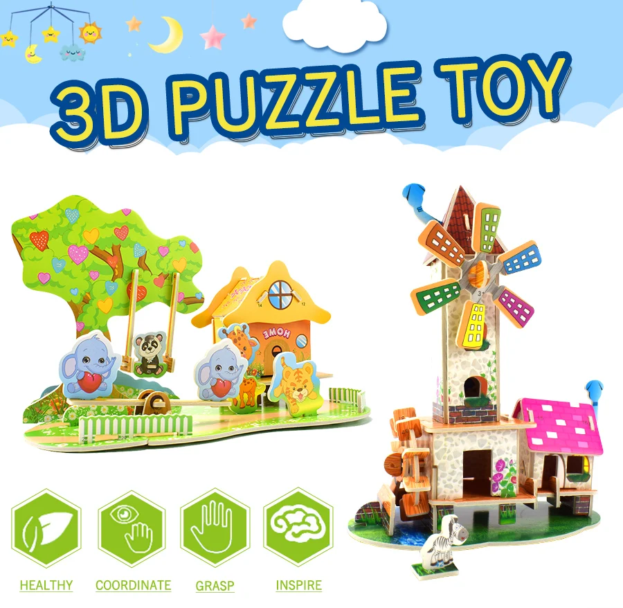 Динозавр Парк Пазлы Модель игрушки 3D мультфильм животных картона ручной работы строительные комплекты моделей игрушки для детей подарок игра-головоломка