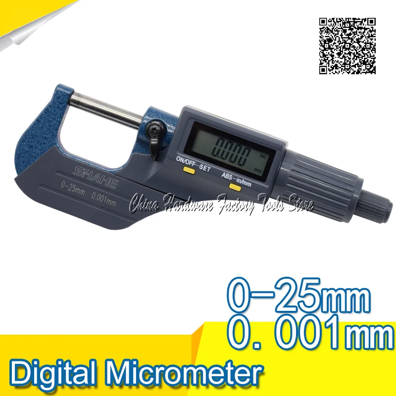 

Free Shipping SHAHE 0-25mm Electronic Digital Micrometer Gauge Outside Micrometer 0.001 mm digital micrometer