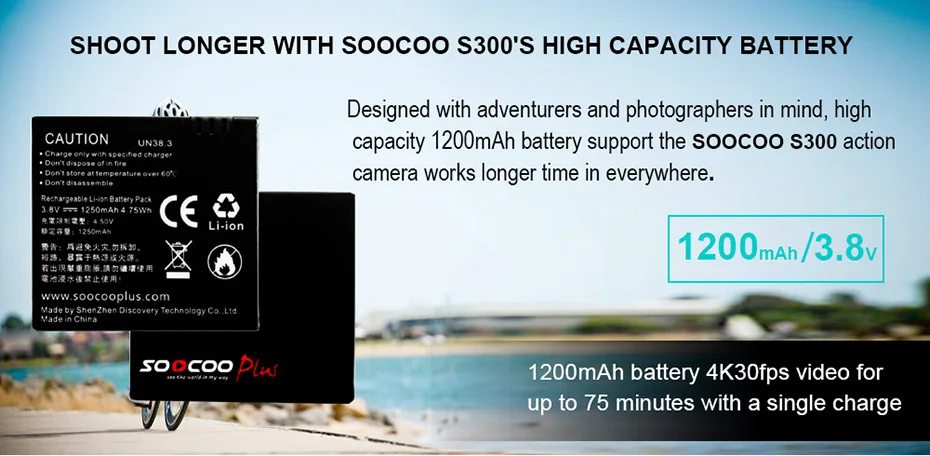 SOOCOO S300 Экшн-камера EIS стабилизация изображения Спортивная камера 4K 30FPS 2,3" сенсорный экран Hi3559V100 IMX377 Wifi Внешний микрофон gps