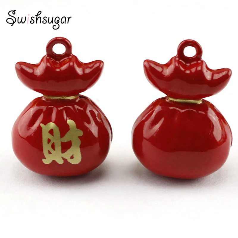 

2 Colors Choice Chinese Wealth Bag Bell Charms Fit Festival Holiday Decoration