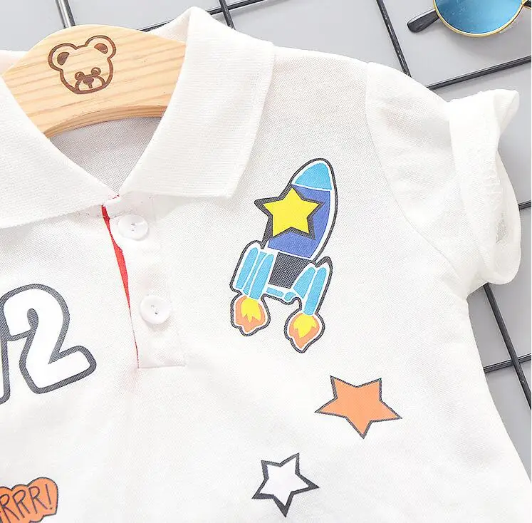 2019 Children's summer clothes set cotton baby short sleeve turn collar shirts boys Newborn body suit cartoon kids clothing | Детская
