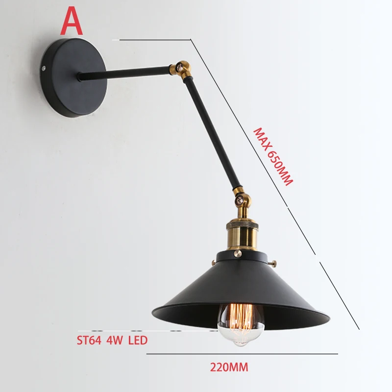 Industrial Vintage Wall Lamps Simple style Wall Lights LOFT Little Umbrella Double Arm Bedside Lamp Restaurant Light Fixtures