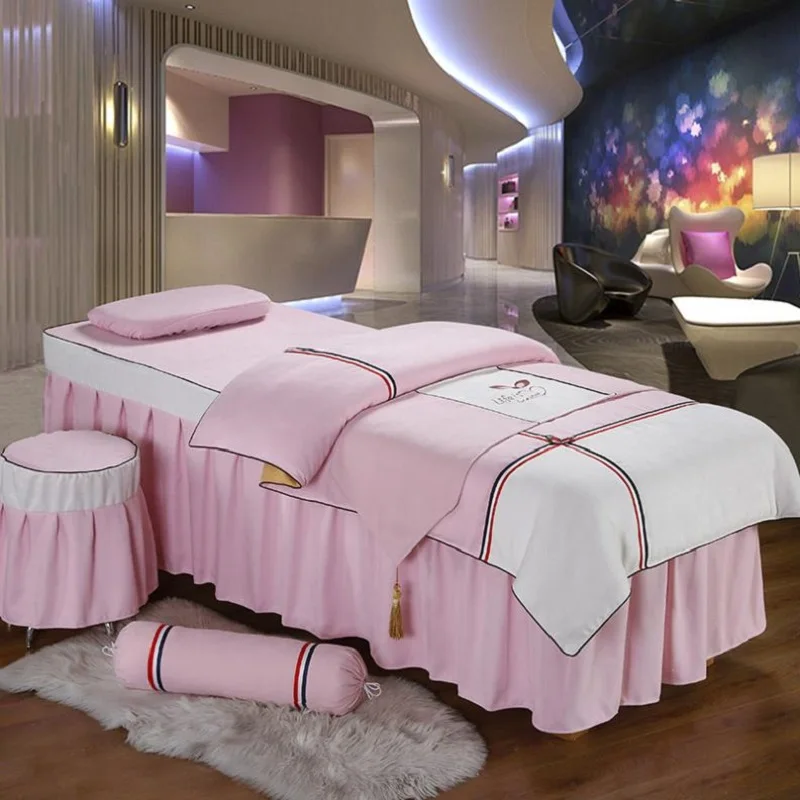 4 шт. набор постельного белья для салона красоты пододеяльник кровати юбка спа