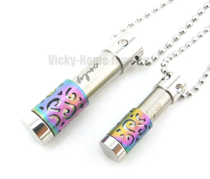 Бесплатная доставка пара радужных подвесок для эфирного масла из нержавеющей