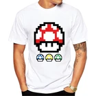 Мужская модная футболка, хипстерские футболки с принтом Марио, топы с короткими рукавами, футболка с грибами супер Луиджи