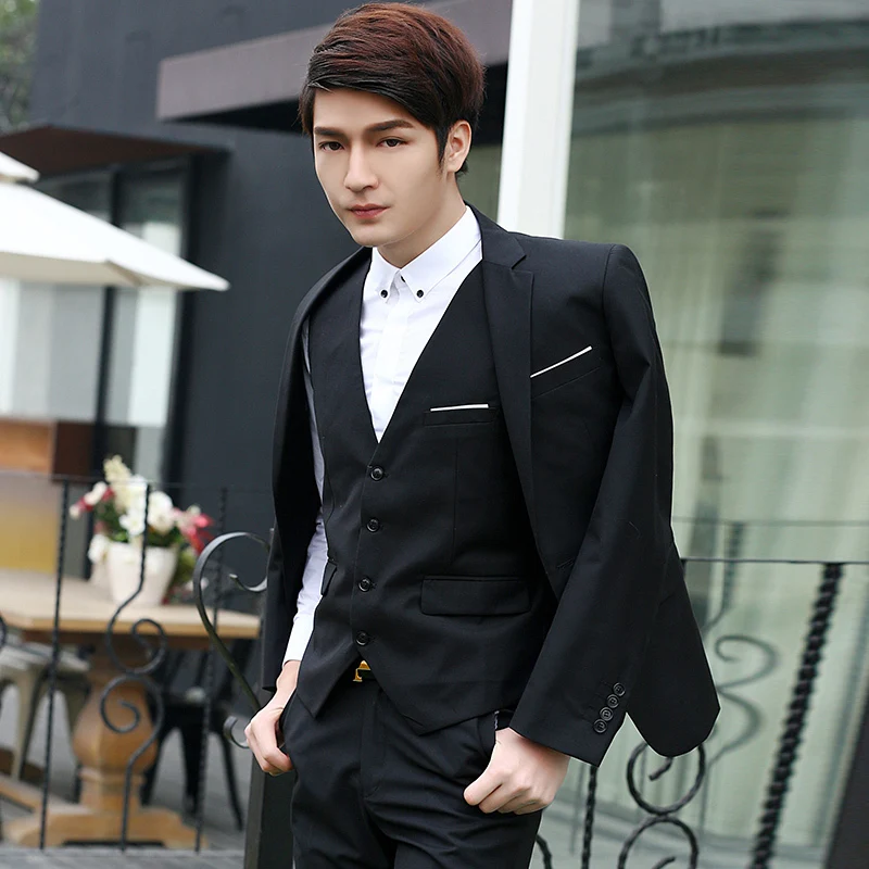 

2020 Real Flat Smoking New Arrival Men Terno Masculino Business Dress Wedding Suits Three-piece Men's Fashion Dresses Groomsman